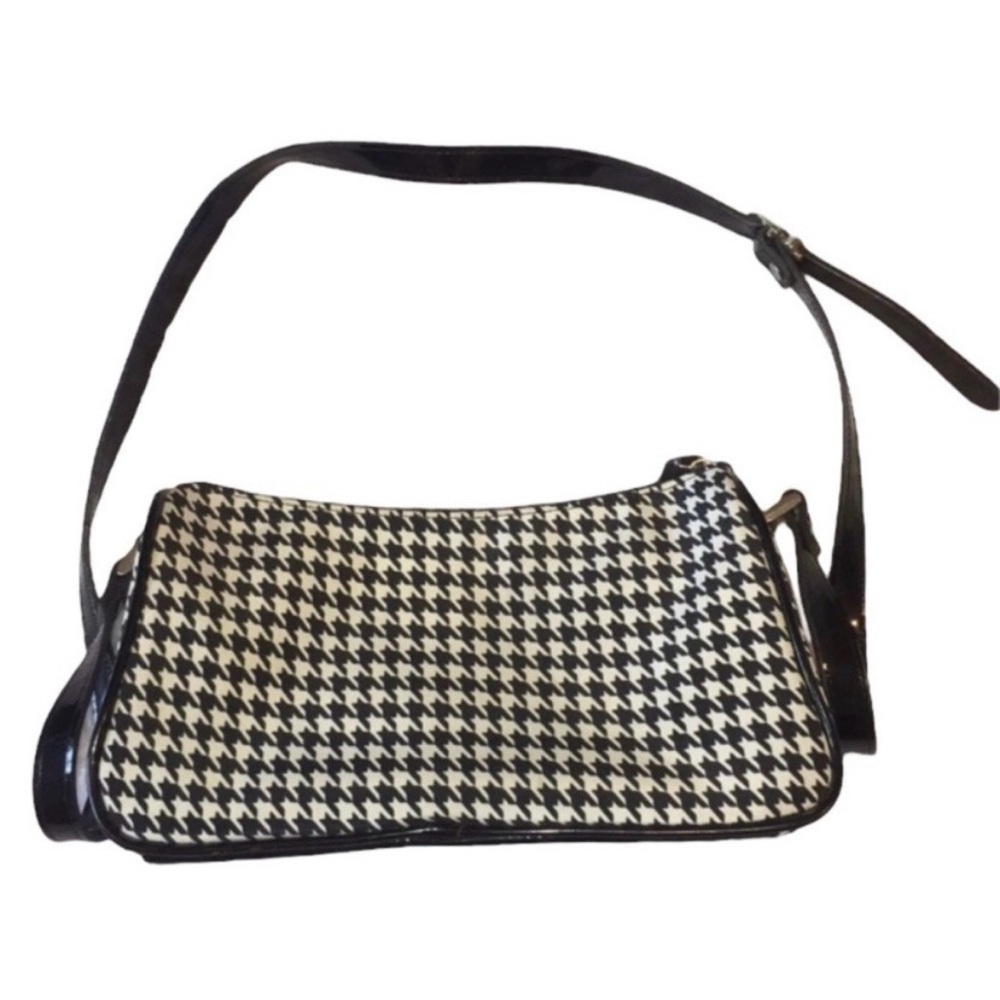 Black & White Small Houndstooth Shoulder Handbag